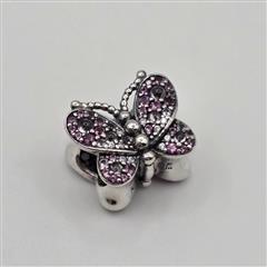 Pandora S925 ALE Sterling Silver Dazzling Pink CZ Butterfly Charm 797882NCCMX